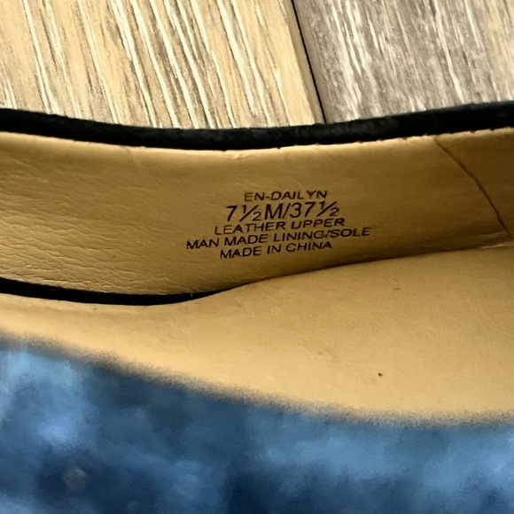 Enzo Angiolini Black Leather Block Heels Slip On Shoes Womens Size 7.5 M - Picture 7 of 8